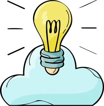 Cloud Saving Idea Lamp Illustration - Cloud Storage &amp; Ideas 스톡 일러스트