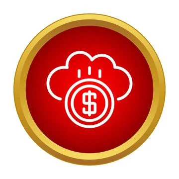 Cloud saving money icon on red background 스톡 일러스트