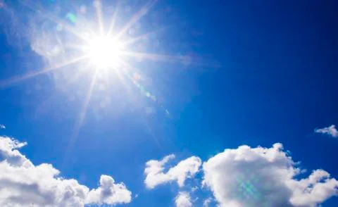 Cloud scape and sunshine with blue sky background Stock Photos