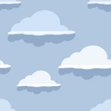 Cloud seamless pattern on blue background. Stock Illustration