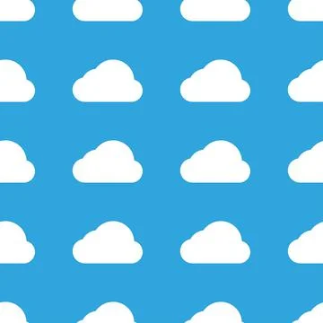 Cloud seamless pattern on blue background. Vector illustration. Stockillustratie