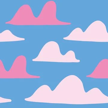 Cloud seamless pattern in cartoon flat style Stock Illustration