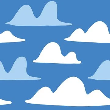 Cloud seamless pattern in cartoon flat style Stock Illustration