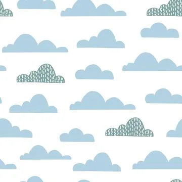 Cloud seamless pattern for children nurcery room. Vector funny child sky prin イラスト素材