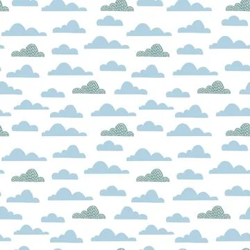 Cloud seamless pattern for children nurcery room. funny child sky print Illustrazione stock
