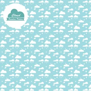 Cloud seamless pattern on colour background. vector seamless pattern 스톡 일러스트