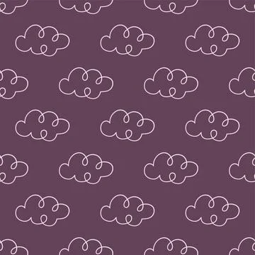Cloud seamless pattern. Cute hand drawn doodle cloud vector illustration Stock Illustration