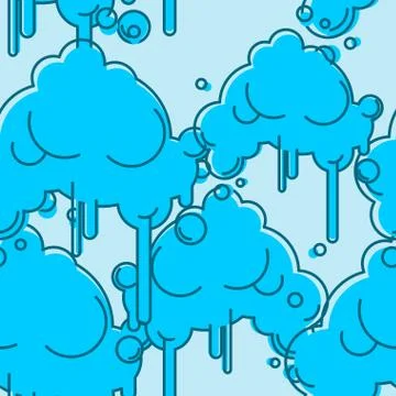 Cloud seamless pattern. Sky background. Abstract cloud with rain on white b.. Stock Illustration