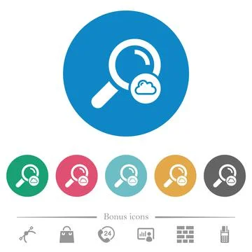 Cloud search flat round icons Stock Illustration