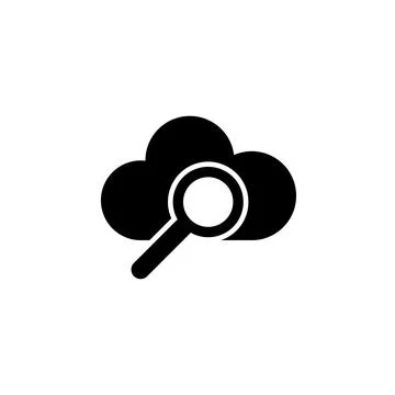 Cloud Search Flat Vector Icon Stock Illustration