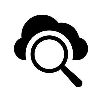 Cloud, search icon. Black vector graphics. Stock Photos