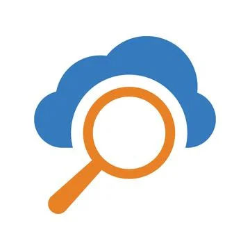 Cloud, search icon. Editable vector logo. Stock Photos