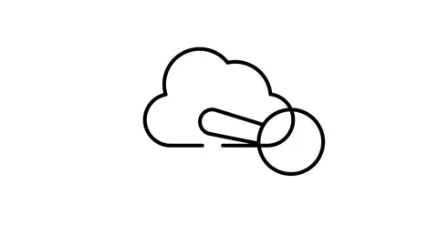 Cloud search icon featuring a magnifying glass overlaying a cloud symbol, r.. Stock Footage 334095118