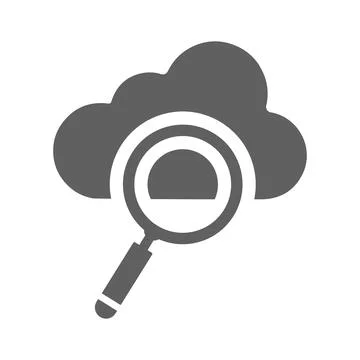 Cloud, search icon. Gray vector graphics. Stock Illustration