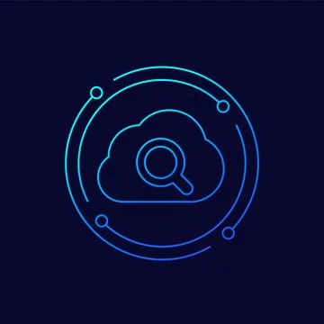 Cloud search icon, linear design Stock Illustration