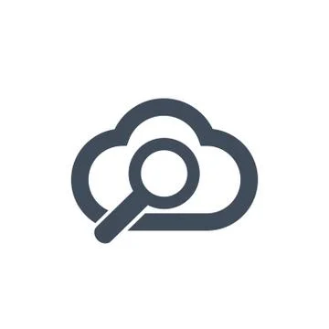 Cloud search icon. Modern flat cloud icon with magnifying glass. vector illus Stock Illustration