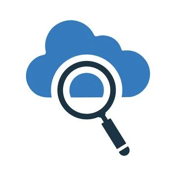 Cloud, search icon. Simple editable vector design isolated on a white backg.. Illustrazione stock