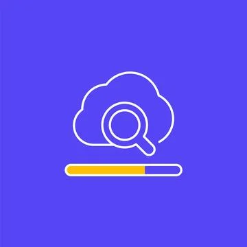 Cloud search line icon with progress bar 库存插图