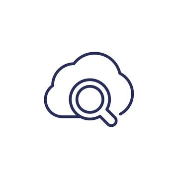 Cloud search line icon for web and apps Stock Illustration