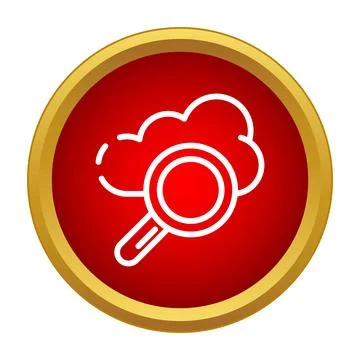 Cloud search magnifying glass on red background icon Stock Illustration