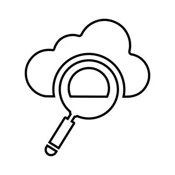 Cloud, search outline icon. Line art vector. 스톡 일러스트