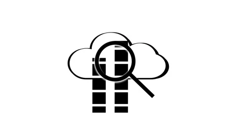 Cloud search tool animation for digital platforms. Magnifying glass over cl.. Stock Footage 313422765