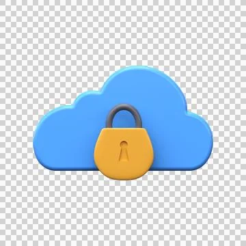 Cloud security 3d icon. Cyber ??security, data protection in cloud storage Stock Illustration