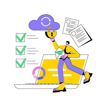 Cloud security abstract concept vector illustration. Illustrazione stock