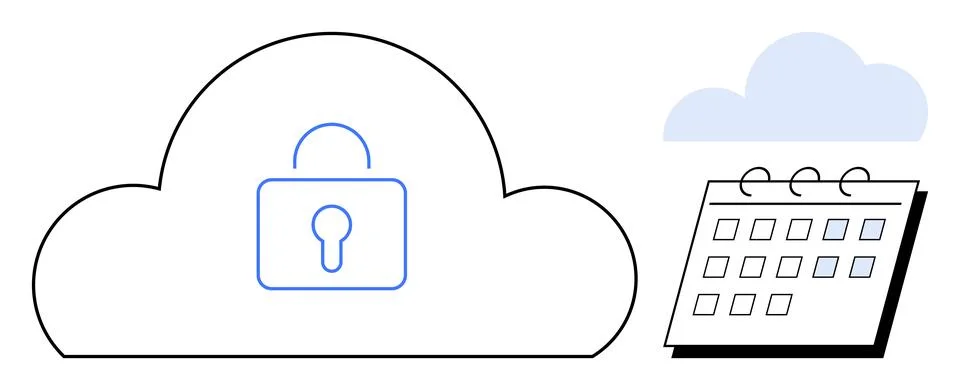 Cloud Security and Data Privacy with Calendar Scheduling Concept Stock Illustration
