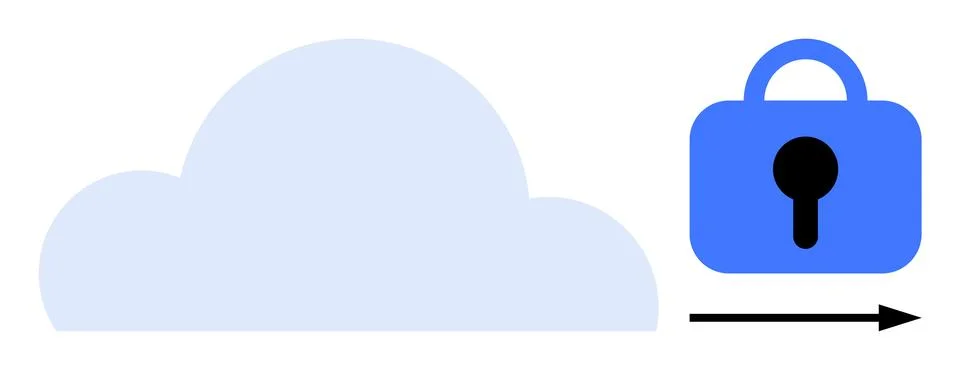 Cloud Security and Data Protection Representation with Lock and Arrow Symbols Stock Illustration