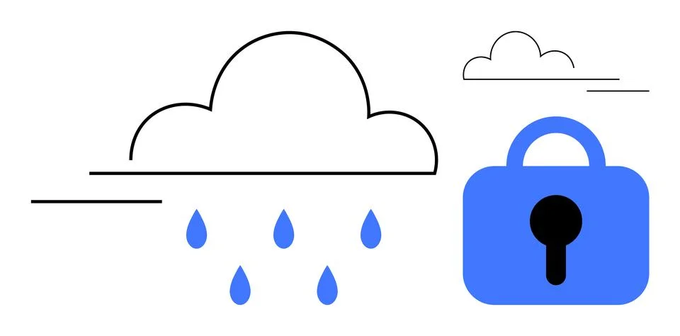 Cloud Security and Data Protection Concept with Rain and Lock Symbol Stock Illustration