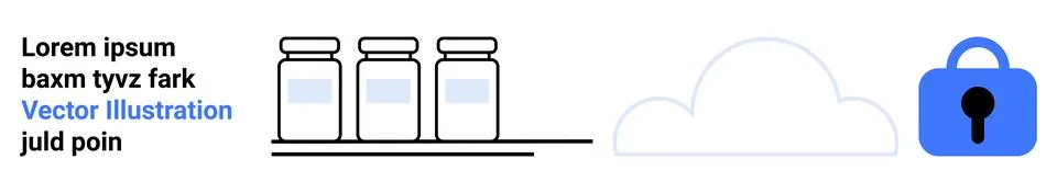 Cloud Security and Data Protection with Server Jars and Lock Icon 스톡 일러스트