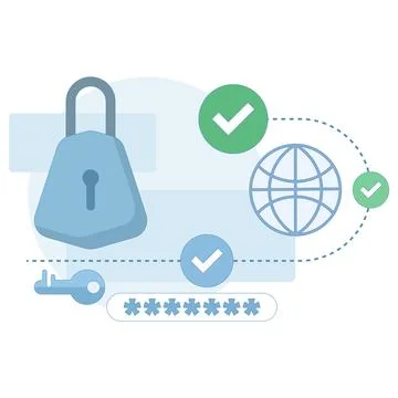 Cloud Security and Data Protection Concept. Online security. Stock Illustration