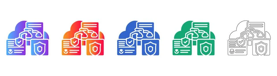 Cloud Security and Data Protection Icon Set Illustrazione stock