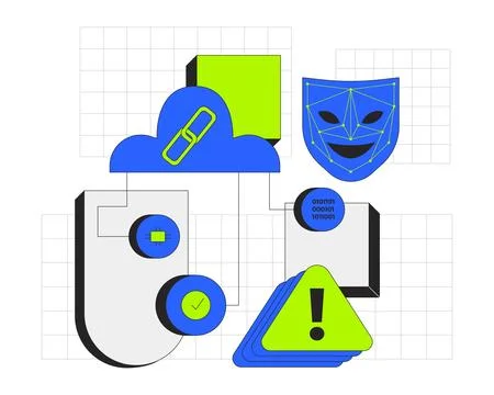 Cloud security and threat detection 2D onboarding ui illustration Stock Illustration