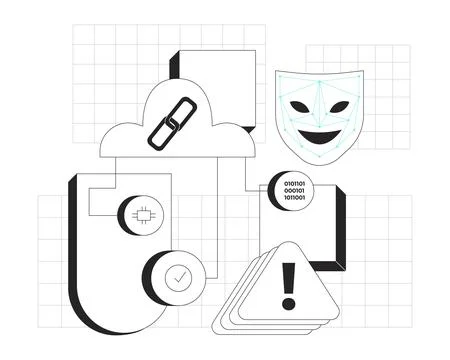 Cloud security and threat detection line onboarding ui illustration Stock Illustration