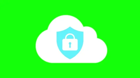 Cloud security animated white cloud with unlocked padlock and shield symbol.. Stock Footage 347242776