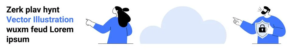Cloud Security Communication Cartoon Characters Discussing Data Safety Stock Illustration