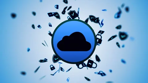 Cloud security concept background Problem of secure and safety data transmission Video stock 247343254