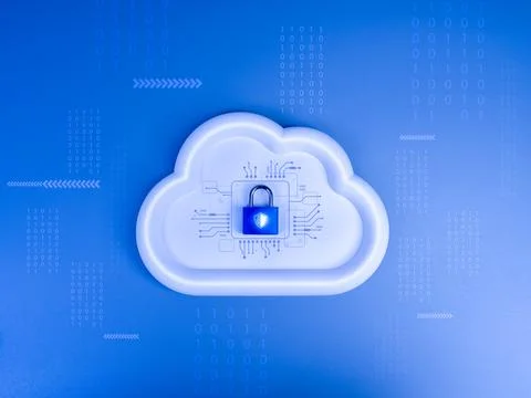 Cloud security concept with encrypted cloud storage and digital data protec.. Stockfoto's