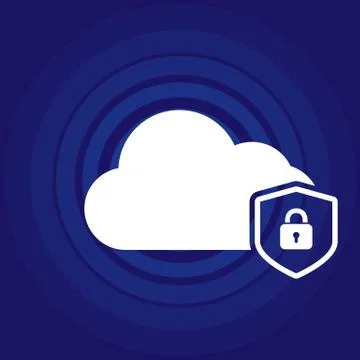 Cloud Security Concept Icon with Padlock Stock Illustration