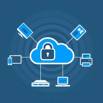 Cloud Security Concept Icon with Padlock Stock Illustration