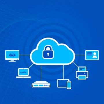Cloud Security Concept Icon with Padlock Stock Illustration