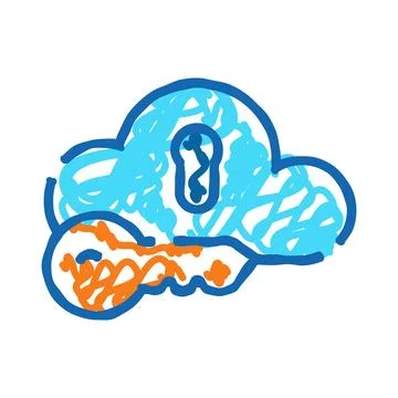 Cloud security concept with key and keyhole Stock Illustration