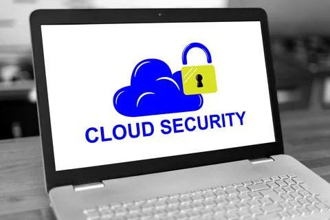 Cloud security concept on a laptop Foto stock