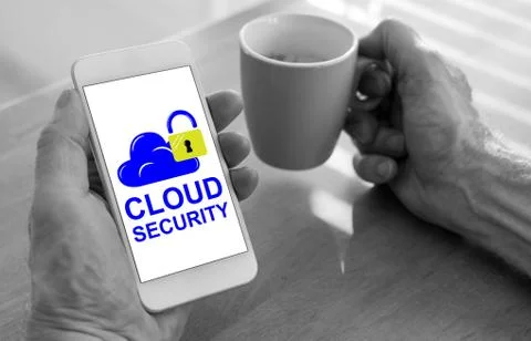 Cloud security concept on a smartphone Stock Photos