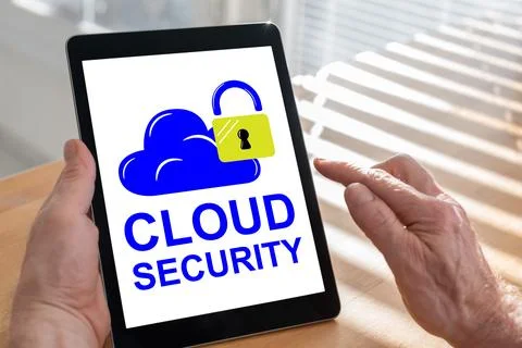 Cloud security concept on a tablet Stock Photos