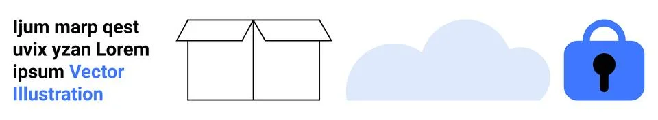 Cloud Security Concept with Unboxing and Lock Element for Data Protection Illustrazione stock