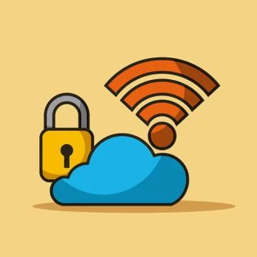 Cloud security data internet connection storage Stock Illustration