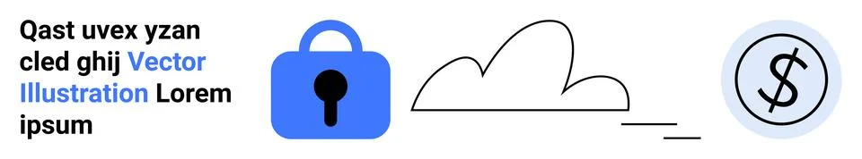 Cloud Security with Data Protection and Financing Symbols Stockillustratie
